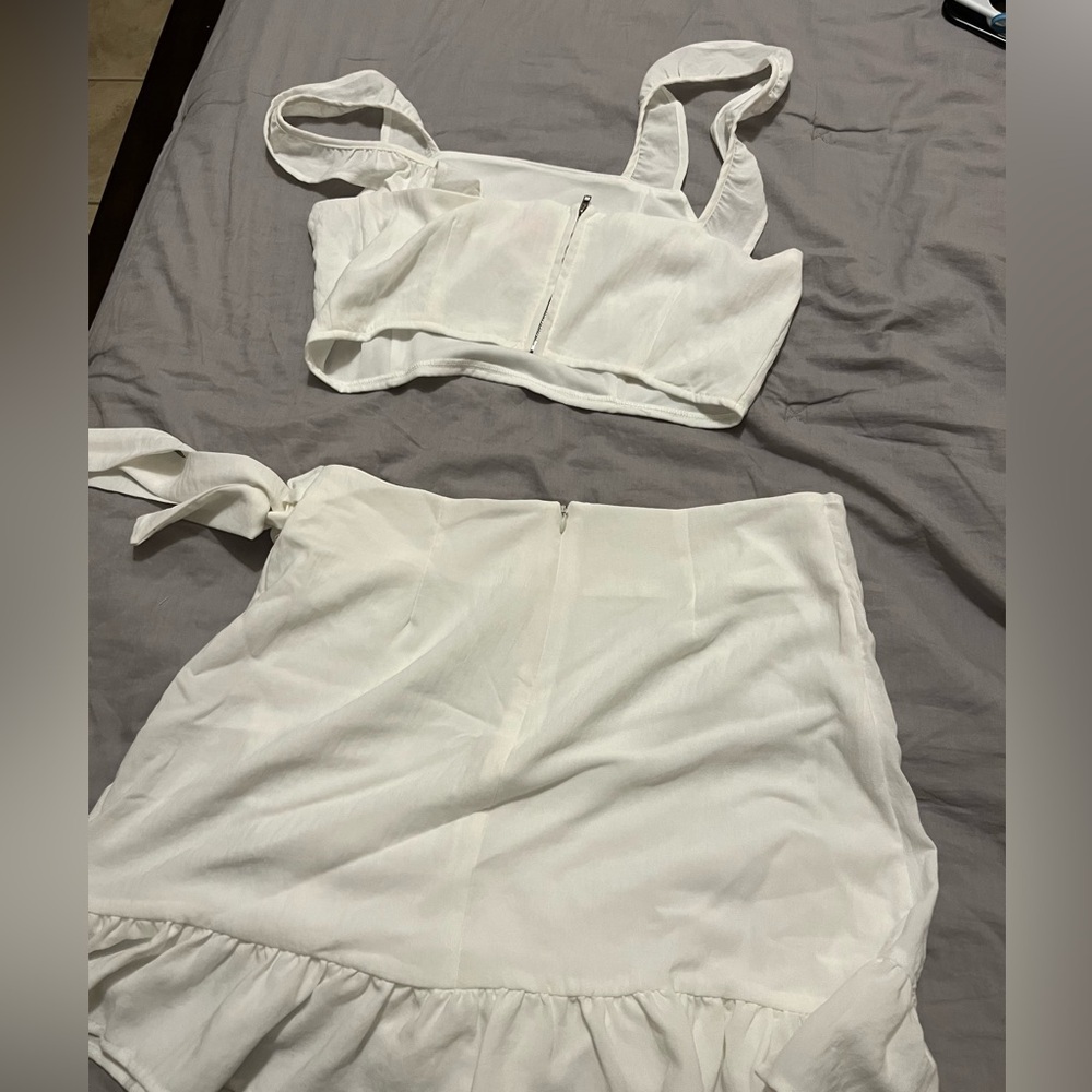 White Ruffle Wrap Mini Skirt - Picture 5 of 5